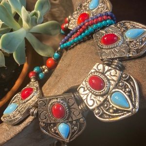 Tibetan multi color beaded necklace 18” long